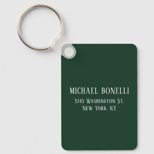 Classical Dark Green Elegant Serif Font Minimalist キーホルダー (正面)