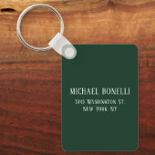 Classical Dark Green Elegant Serif Font Minimalist キーホルダー (正面)