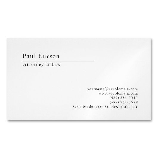 Classical Elegant Plain Professional マグネット名刺 (正面)