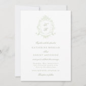 Classical Floral Crest Elegant Wedding Invitation 招待状 (正面)