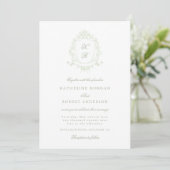 Classical Floral Crest Elegant Wedding Invitation 招待状 (スタンド正面)