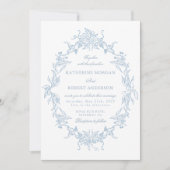 Classical Floral Crest Elegant Wedding Invitation 招待状 (正面)
