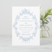 Classical Floral Crest Elegant Wedding Invitation 招待状 (スタンド正面)