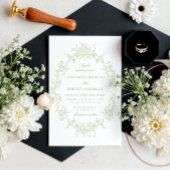 Classical Floral Crest Elegant Wedding Invitation 招待状