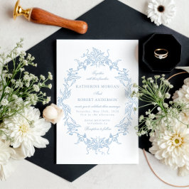 Classical Floral Crest Elegant Wedding Invitation 招待状