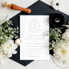 Classical Floral Crest Elegant Wedding Invitation 招待状