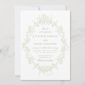 Classical Floral Crest Elegant Wedding Invitation 招待状 (正面)