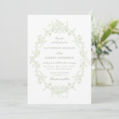 Classical Floral Crest Elegant Wedding Invitation 招待状 (スタンド正面)