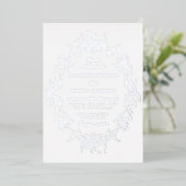 Classical Floral Crest Elegant Wedding Invitation 箔招待状 (立ち正面)