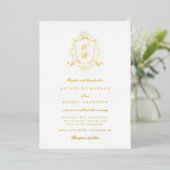 Classical Floral Crest Elegant Wedding Invitation 箔招待状 (立ち正面)