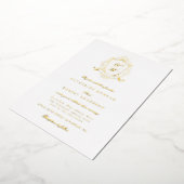 Classical Floral Crest Elegant Wedding Invitation 箔招待状 (回転した状態)