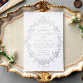 Classical Floral Crest Elegant Wedding Invitation 箔招待状
