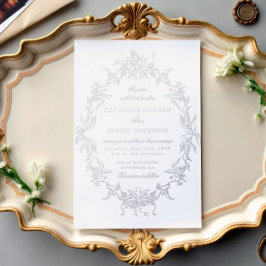 Classical Floral Crest Elegant Wedding Invitation 箔招待状