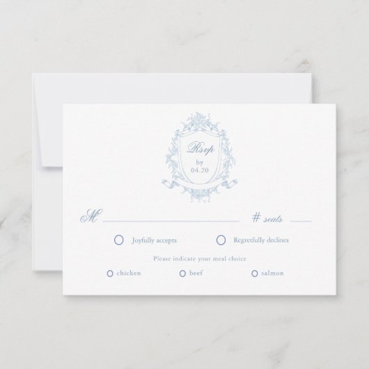 Classical Floral Crest RSVP Meal Choice Card (正面)