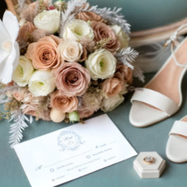 Classical Floral Crest RSVP Meal Choice Card