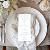 Classical Floral Crest Wedding Dinner Menu 招待状