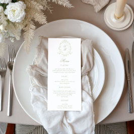 Classical Floral Crest Wedding Dinner Menu 招待状