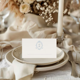 Classical Floral Crest Wedding Place Card プレイスカード