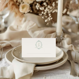Classical Floral Crest Wedding Place Card プレイスカード