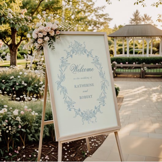 Classical Floral Wedding Crest Welcome ポスター