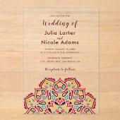 Classical Geometric Mandala Pattern Wedding アクリル招待状 (正面)