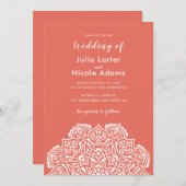 Classical Geometric Mandala Pattern Wedding 招待状 (正面/裏面)