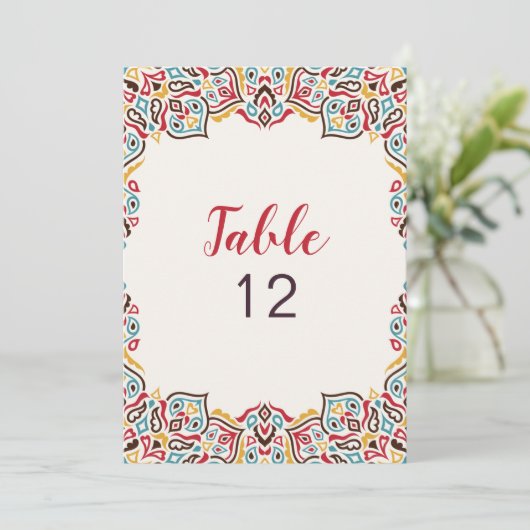 Classical Geometric Mandala Wedding Table Number 招待状 (スタンド正面)