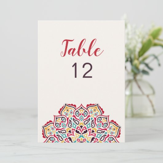 Classical Geometric Mandala Wedding Table Number 招待状 (スタンド正面)