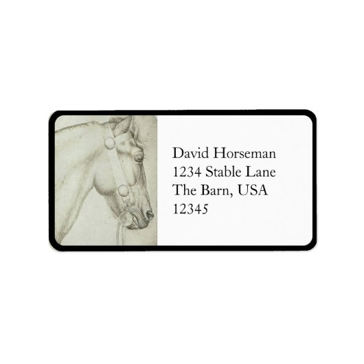 Classical Horse Head – Renaissance Pencil Drawing ラベル (正面)