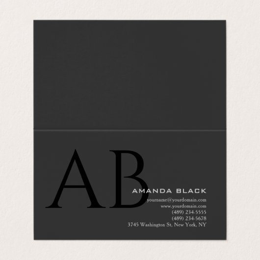 Classical Monogram Custom Grey Black Simple Custom 名刺 (外部フラット)
