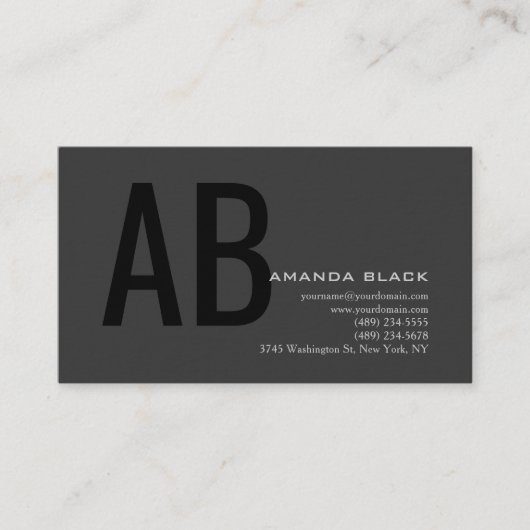 Classical Monogram Custom Grey Black Ultra-Thick 名刺 (正面)