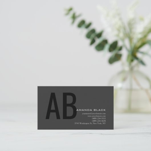 Classical Monogram Custom Grey Black Ultra-Thick 名刺 (スタンド正面)