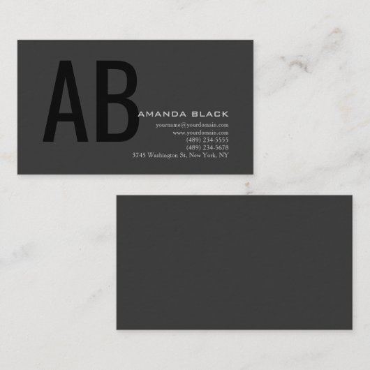 Classical Monogram Custom Grey Black Ultra-Thick 名刺 (正面/裏面)