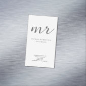 Classical Monogram Grey White Minimalist Plain マグネット名刺 (インサイチュ)