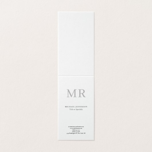 Classical Monogram Grey White Minimalist Plain 名刺 (外部フラット)