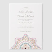 Classical Ornate Art Deco Style Mandala Wedding ベラム紙招待状 (正面)