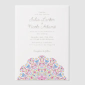 Classical Ornate Art Deco Style Mandala Wedding ベラム紙招待状 (正面)