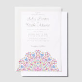 Classical Ornate Art Deco Style Mandala Wedding ベラム紙招待状 (オフセット)