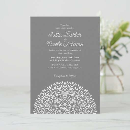 Classical Ornate Art Deco Style Mandala Wedding 招待状 (スタンド正面)
