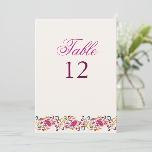 Classical Pearl Swan Floral Wedding Table Number 招待状 (スタンド正面)