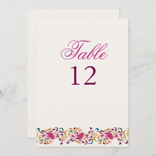 Classical Pearl Swan Floral Wedding Table Number 招待状 (正面/裏面)