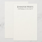 Classical Plain Elegant Black & White Minimalist 便箋 (正面/裏面)