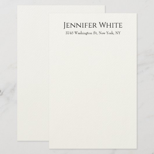 Classical Plain Elegant Black & White Minimalist 便箋 (正面/裏面)