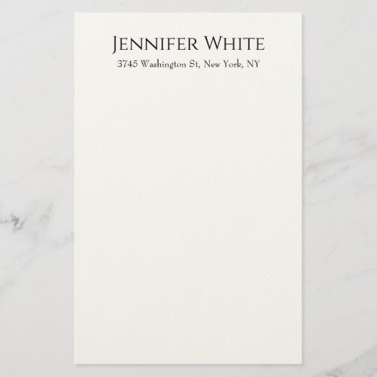 Classical Plain Elegant Black & White Minimalist 便箋 (正面)