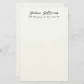 Classical Professional Creative Plain Black White 便箋 (正面/裏面)