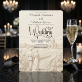 Classical Romantic Church Scene Wedding 招待状