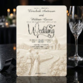 Classical Romantic Church Scene Wedding 招待状