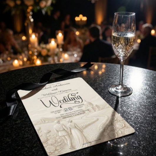 Classical Romantic Church Scene Wedding 招待状