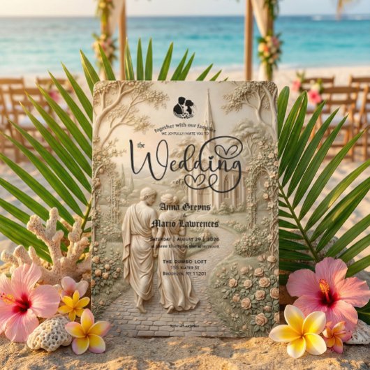 Classical Romantic Old World Chapel Wedding 招待状