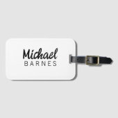 Classical White Minimalist Plain Elegant ラゲッジタグ (正面横)